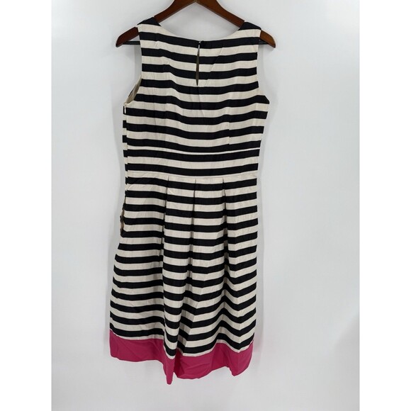 CHANCELLE DRESS BLACK WHITE STRIPED PINK BOTTOM SIZE 8 SLEEVELESS DRESS - Picture 4 of 9
